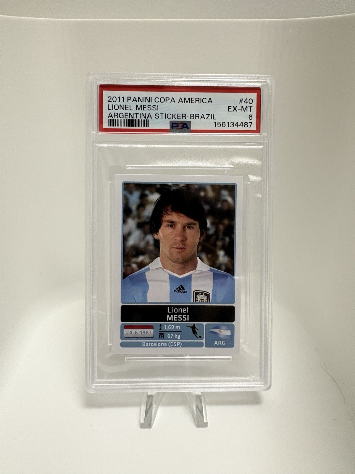 2011 Panini Copa America Lionel Messi Argentina Sticker #40 PSA 6 Pop 12