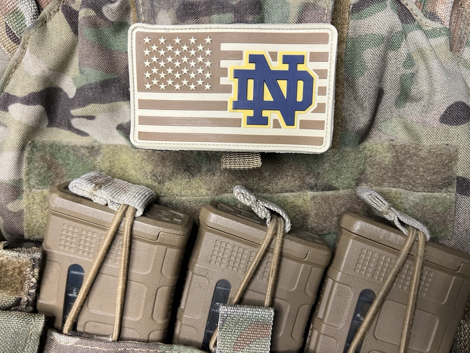 Military Combat American Flag Notre Dame football PVC Patch W Vlcro