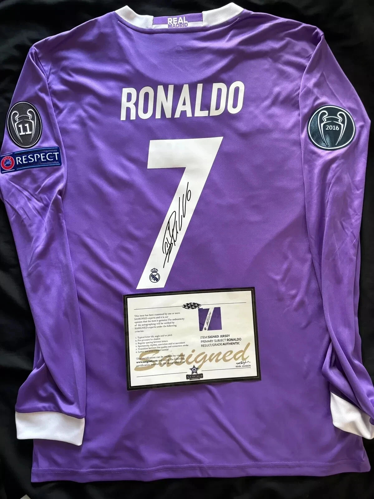 Cristiano Ronaldo UCL Final SIGNED Real Madrid Purple Shirt/Jersey + COA (READ)