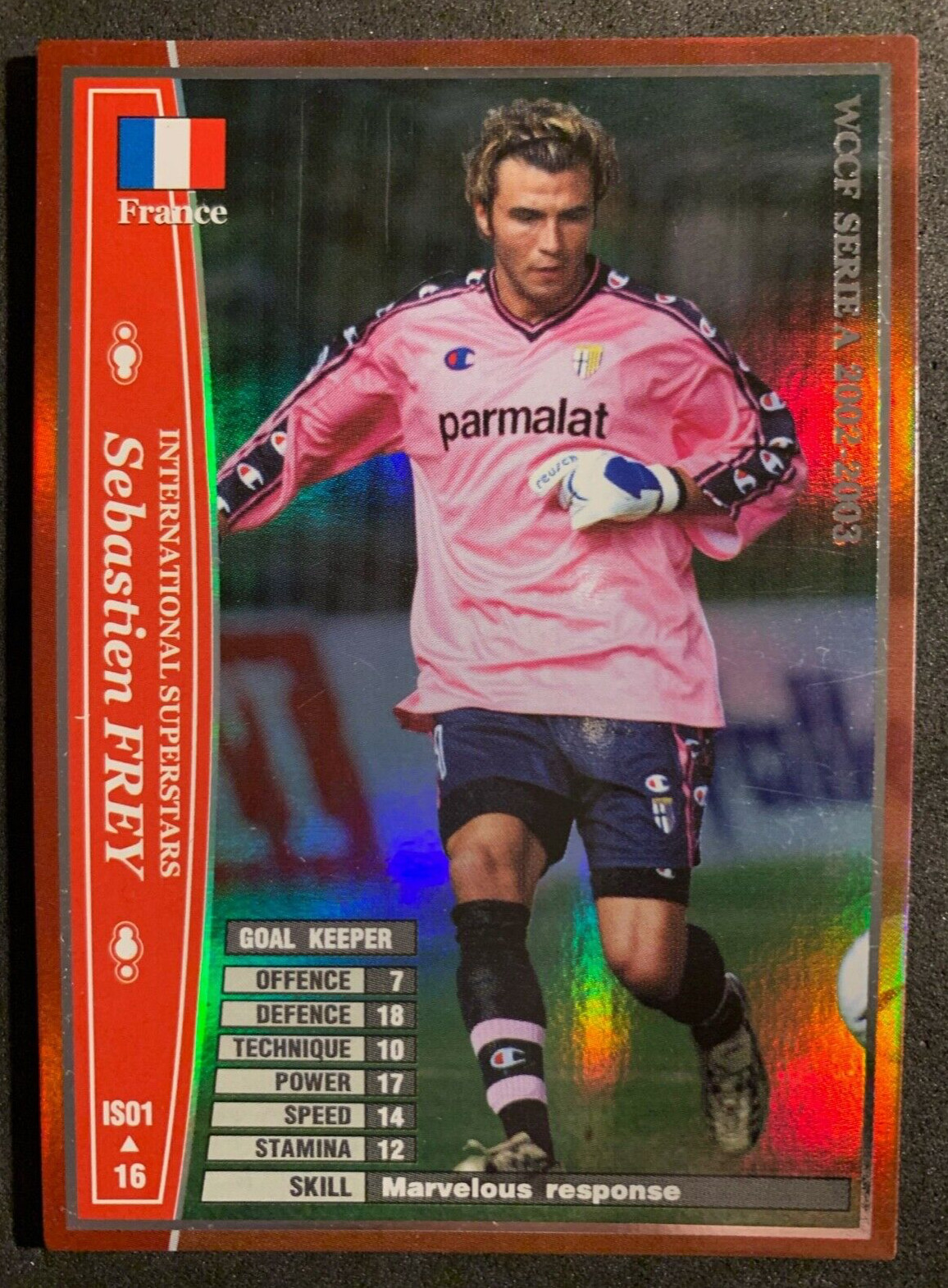 2002-03 Panini WCCF Serie A Superstars #IS01 Sebastien Frey Parma Refractor card