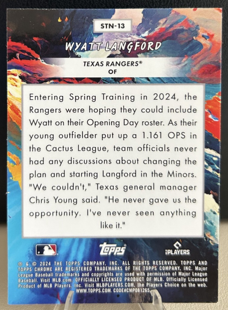 2024 Topps Cosmic Chrome – Wyatt Langford – #STN-13 – Stars in the Night (RC)