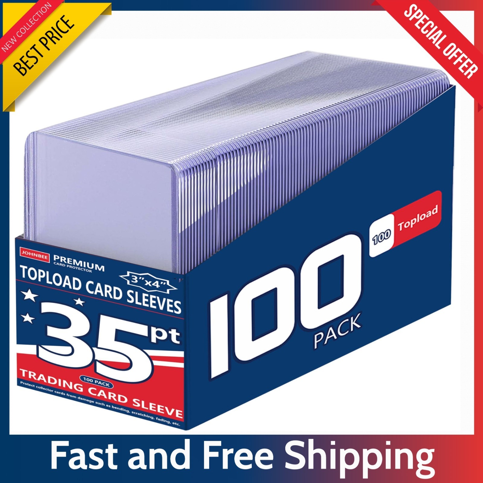 100 Ct Card Sleeves Top Loaders 3×4 – Hard Plastic Trading Baseball Cards Holder
