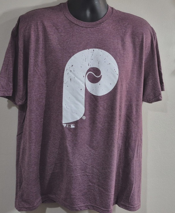 Philadelphia Phillies T-shirt Throwback Phils Heather Maroon Gildan Soft Style T