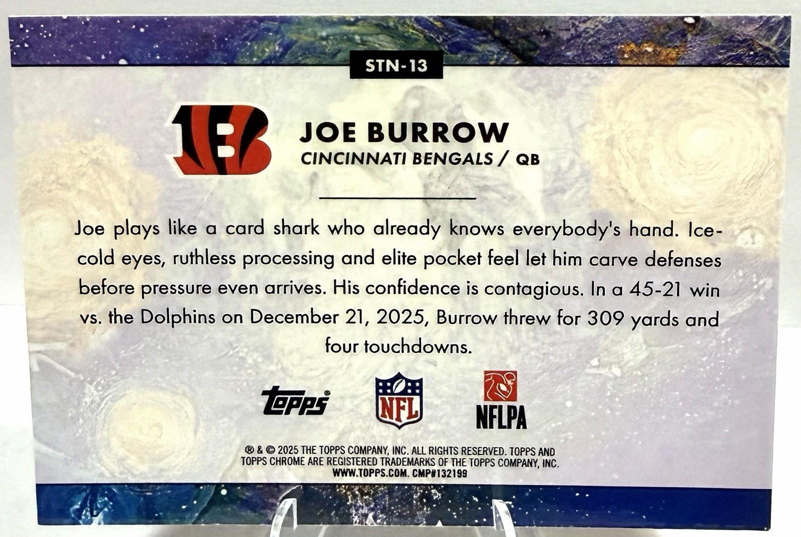 2025 Topps Cosmic Chrome Joe Burrow Stars In The Night #STN-13 Bengals