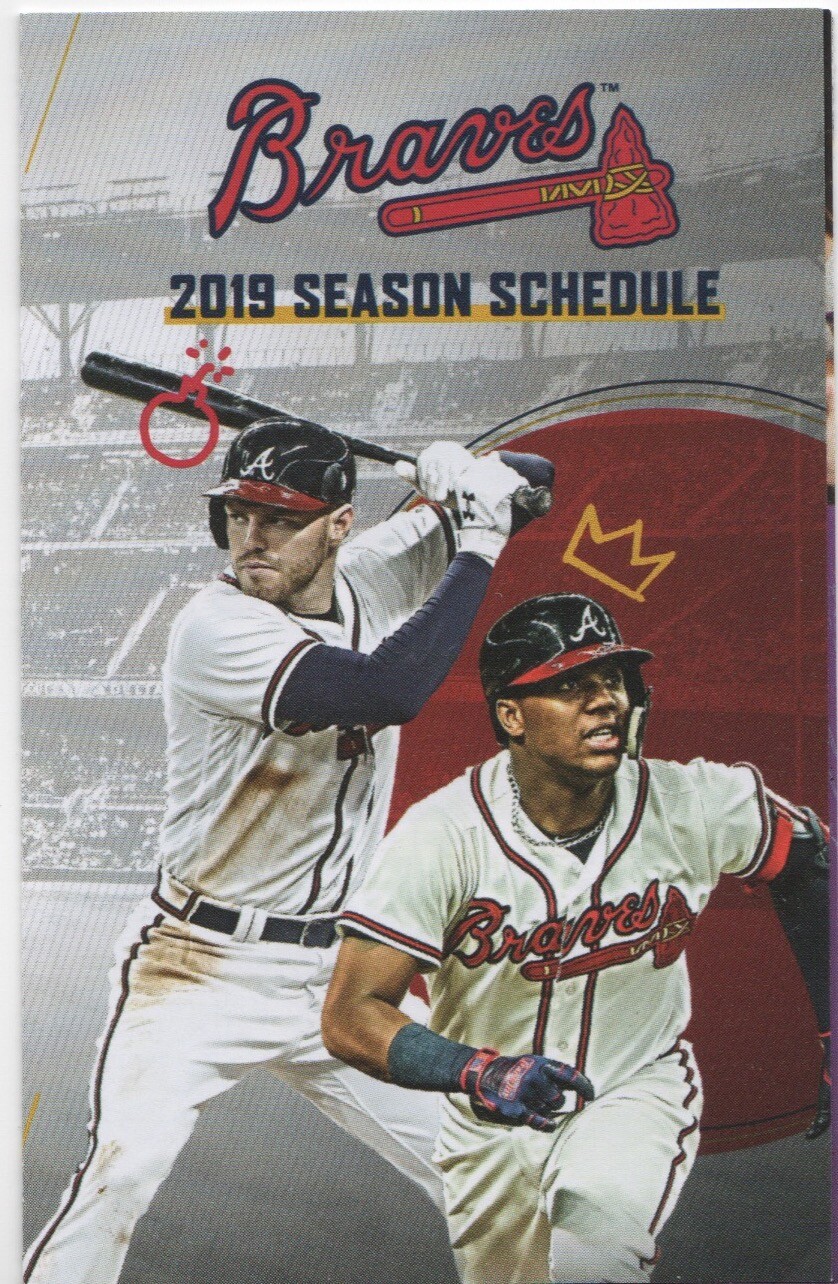Atlanta Braves 2019 Regular Season Pocket Schedule Featuring Freeman & Acuna, Jr