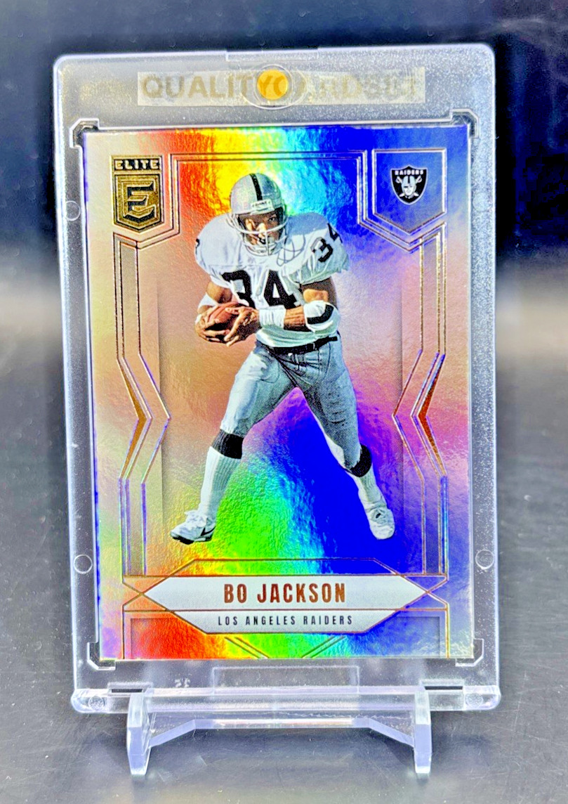 BO JACKSON RAINBOW HOLO FOIL ELITE CARD WITH CASE NFL RAIDERS