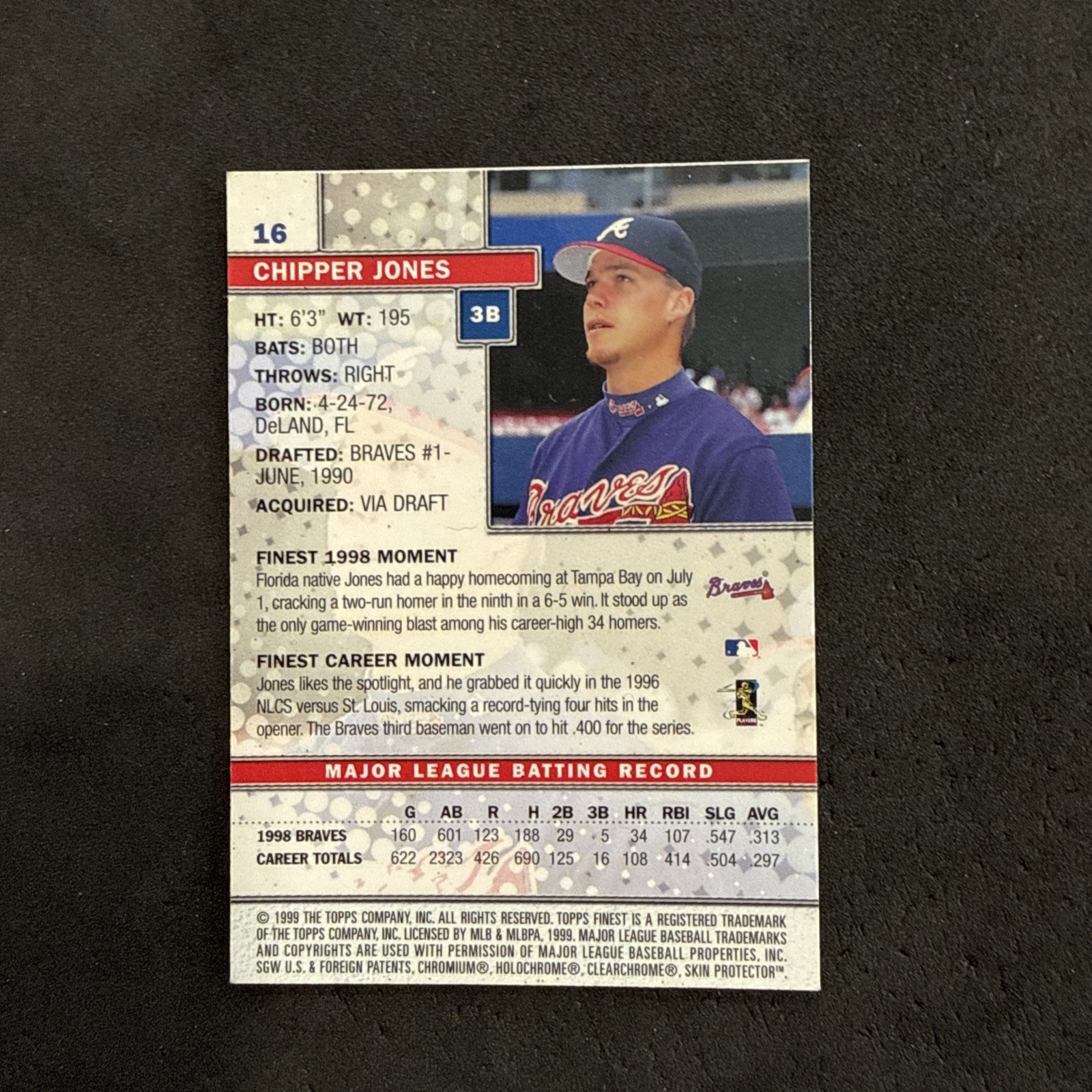 1999 Topps Finest – Chipper Jones #16