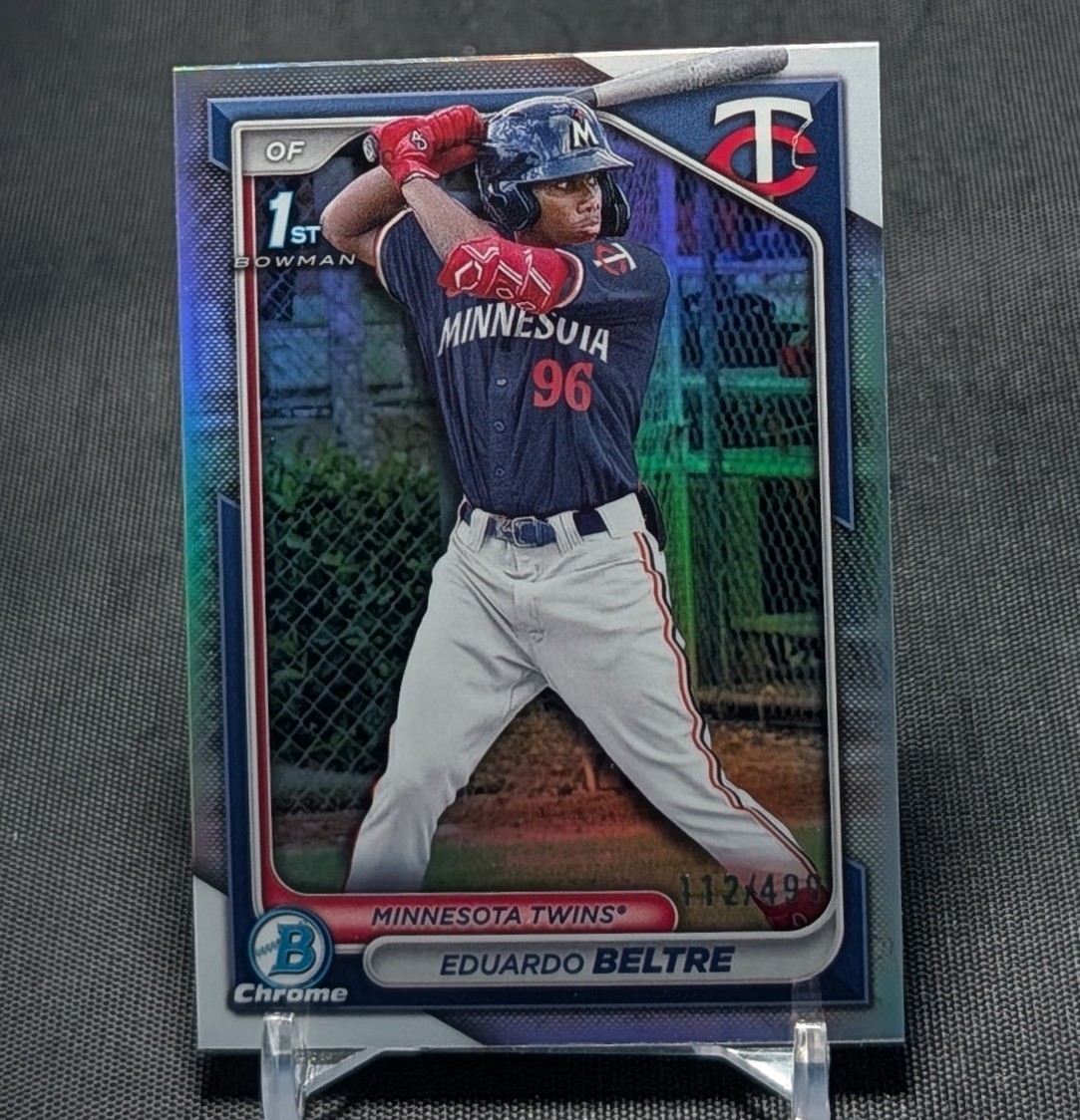 Eduardo Beltre 1st Refractor /499 Rookie 2024 Bowman Chrome Card #BCP-170 Twins
