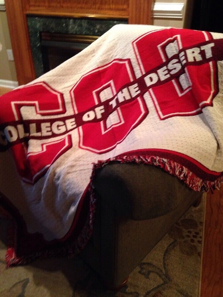 COD COLLEGE of THE Palm DESERT CA Cotton Afghan Throw Stadium Blanket RARE NOS