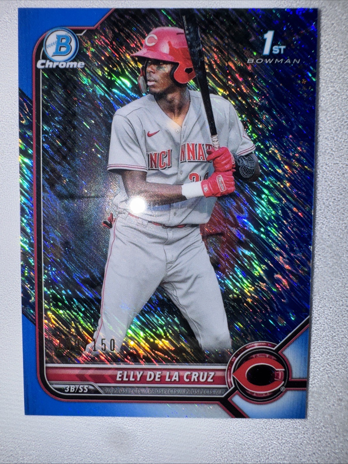 2022 1st Bowman – Chrome Elly De La Cruz #BCP-50 Blue Shimmer /150 RC Reds