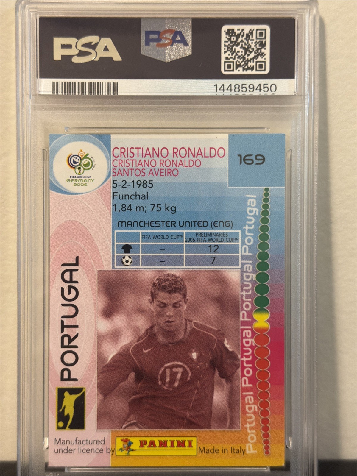 2006 Panini World Cup Germany Cristiano Ronaldo #169 PSA 7 MINT ROOKIE🇵🇹