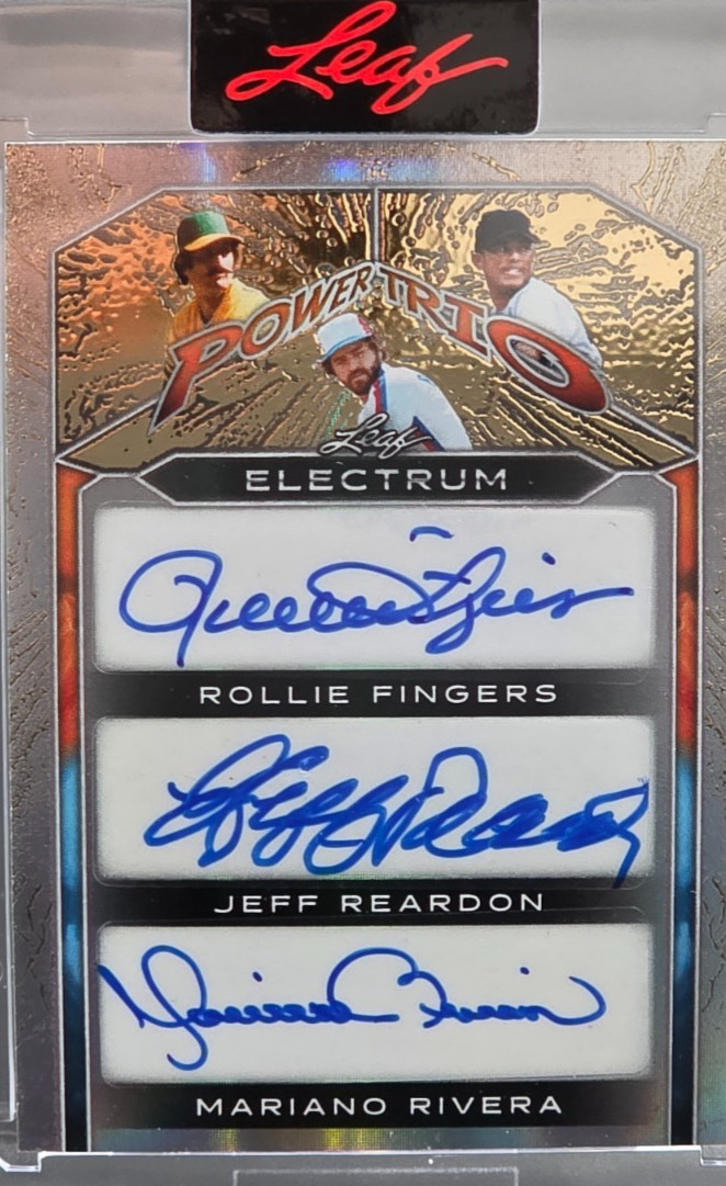 🔥1/1🔥MARIANO RIVERA/FINGERS/REARDON 2025 Leaf Electrum TRIPLE AUTO 💎SEALED 💎