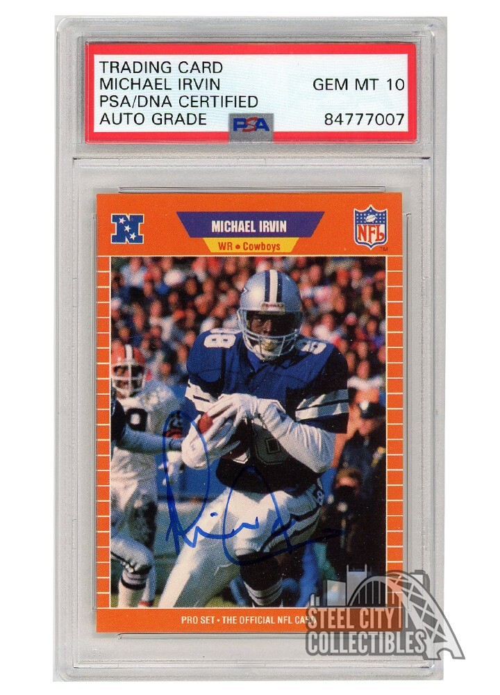 Michael Irvin 1989 Pro Set Autograph Rookie Card #89 PSA/DNA 10