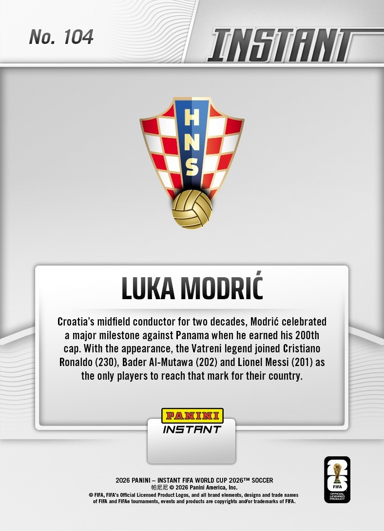 *PRESALE* 2026 Panini Instant FIFA World Cup Luka Modric #104 ~ Croatia
