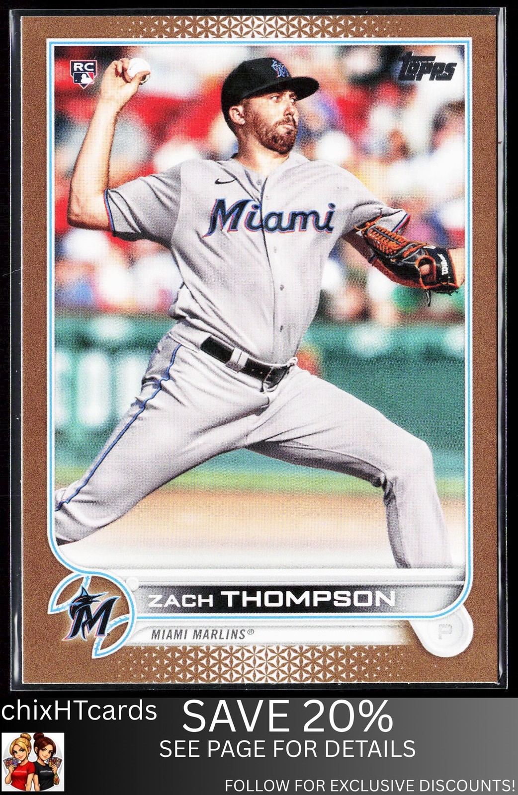 Zach Thompson 2022 Topps Gold #227 SN,RC Miami Marlins
