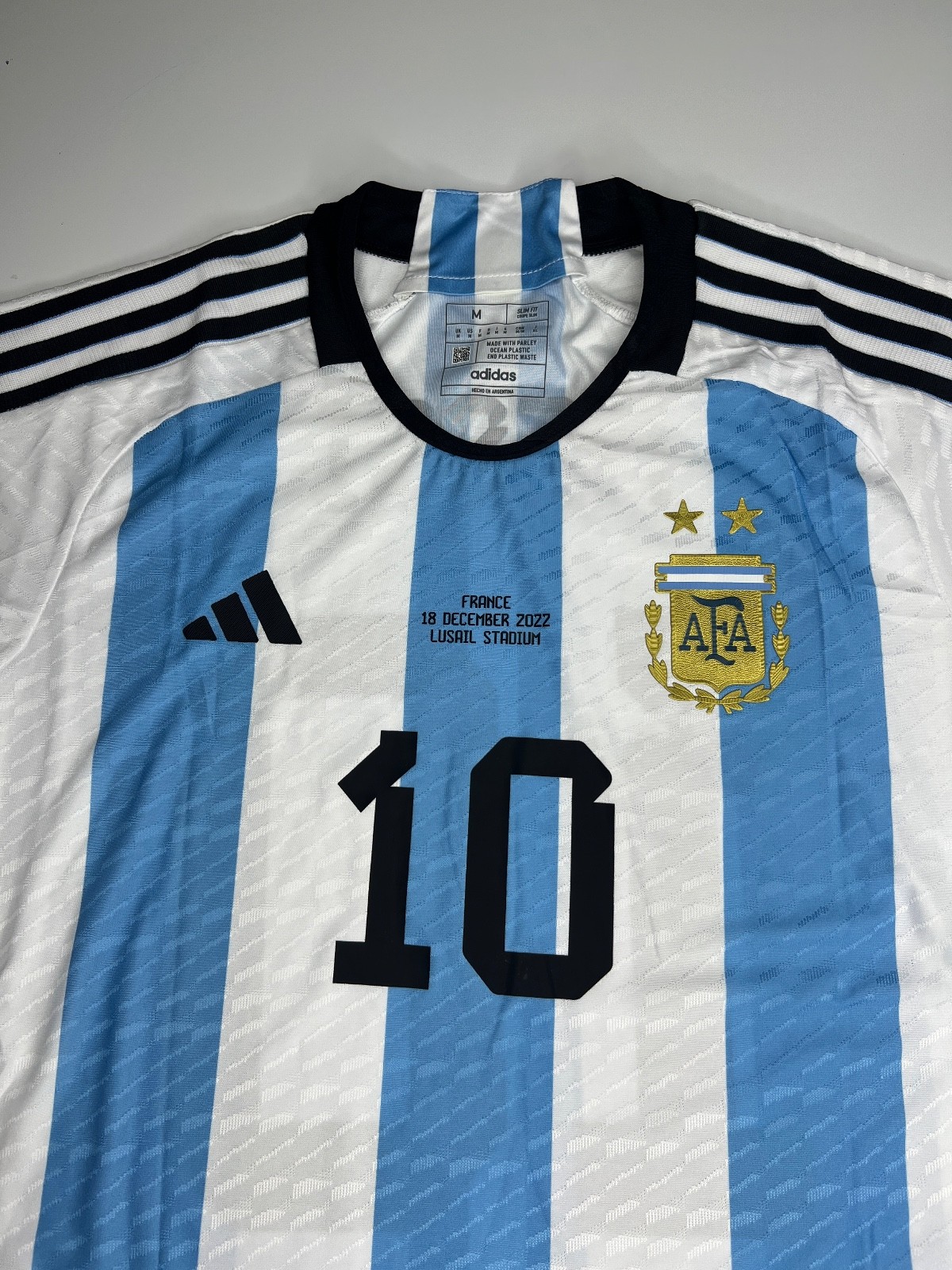 Lionel Messi SIGNED Argentina Final Game WORLD Cup Home Jersey+ COA