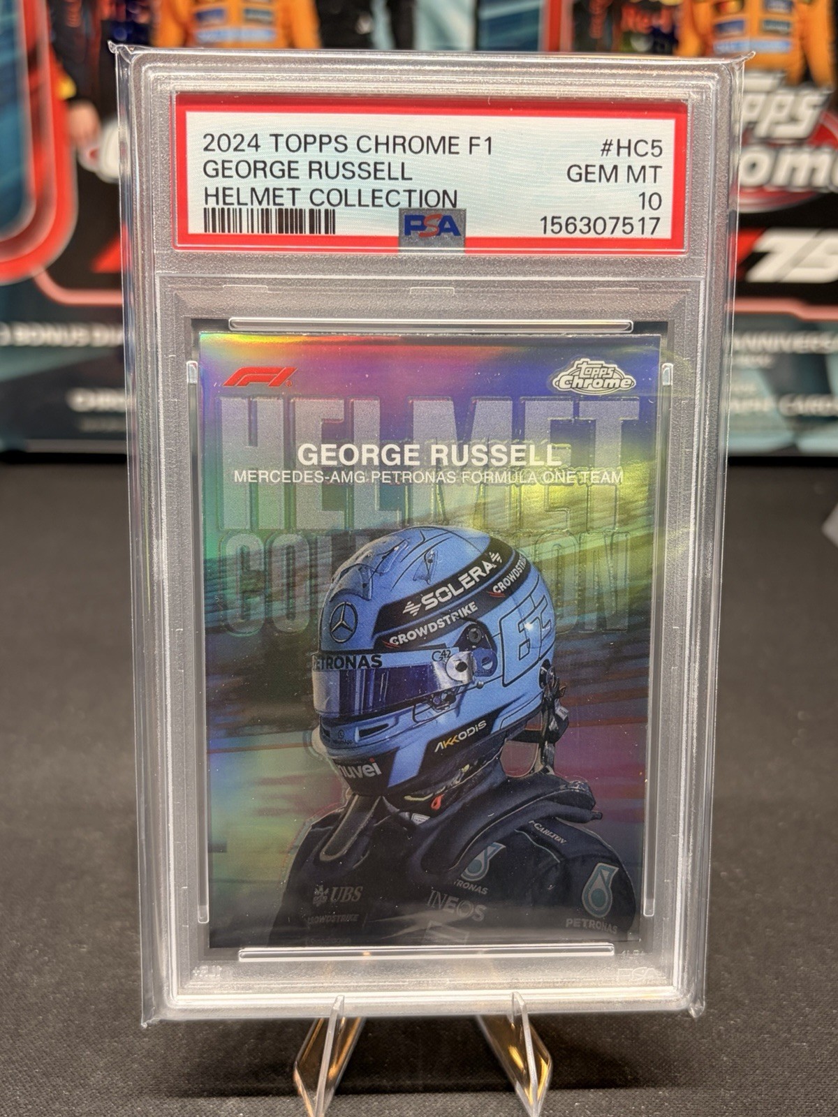 2024 TOPPS CHROME FORMULA 1 F1 HELMET COLLECTION #HC5 GEORGE RUSSELL PSA 10