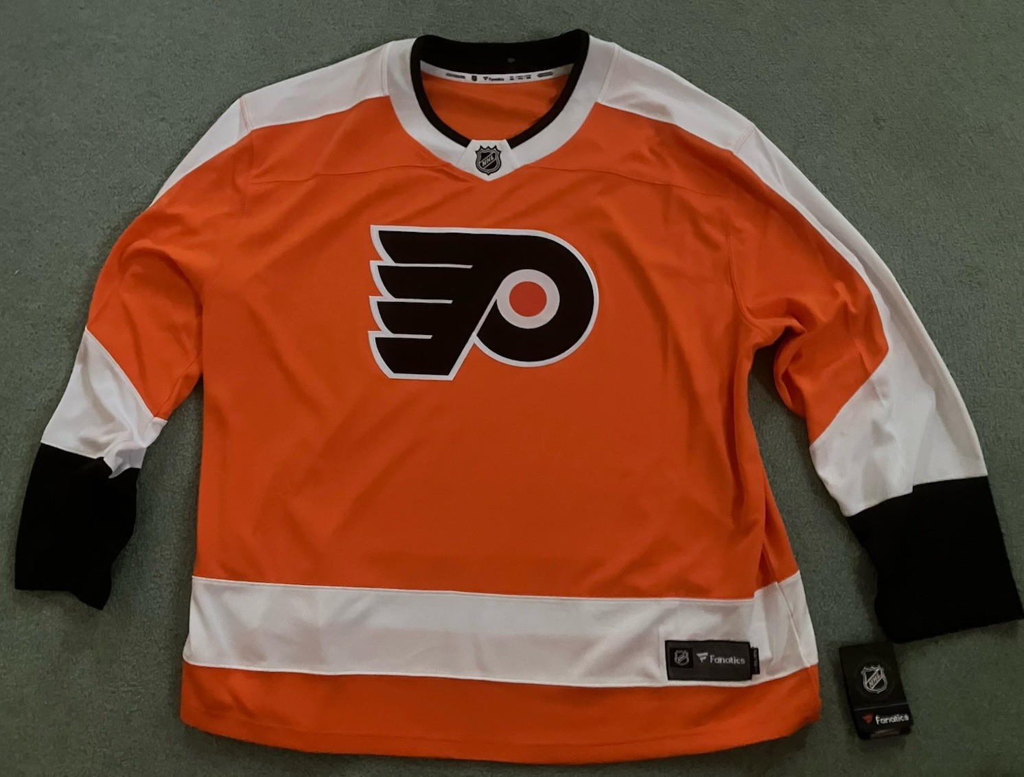 NWT Men’s Fanatics Philadelphia Flyers Orange White Breakaway Away Jersey 5XL