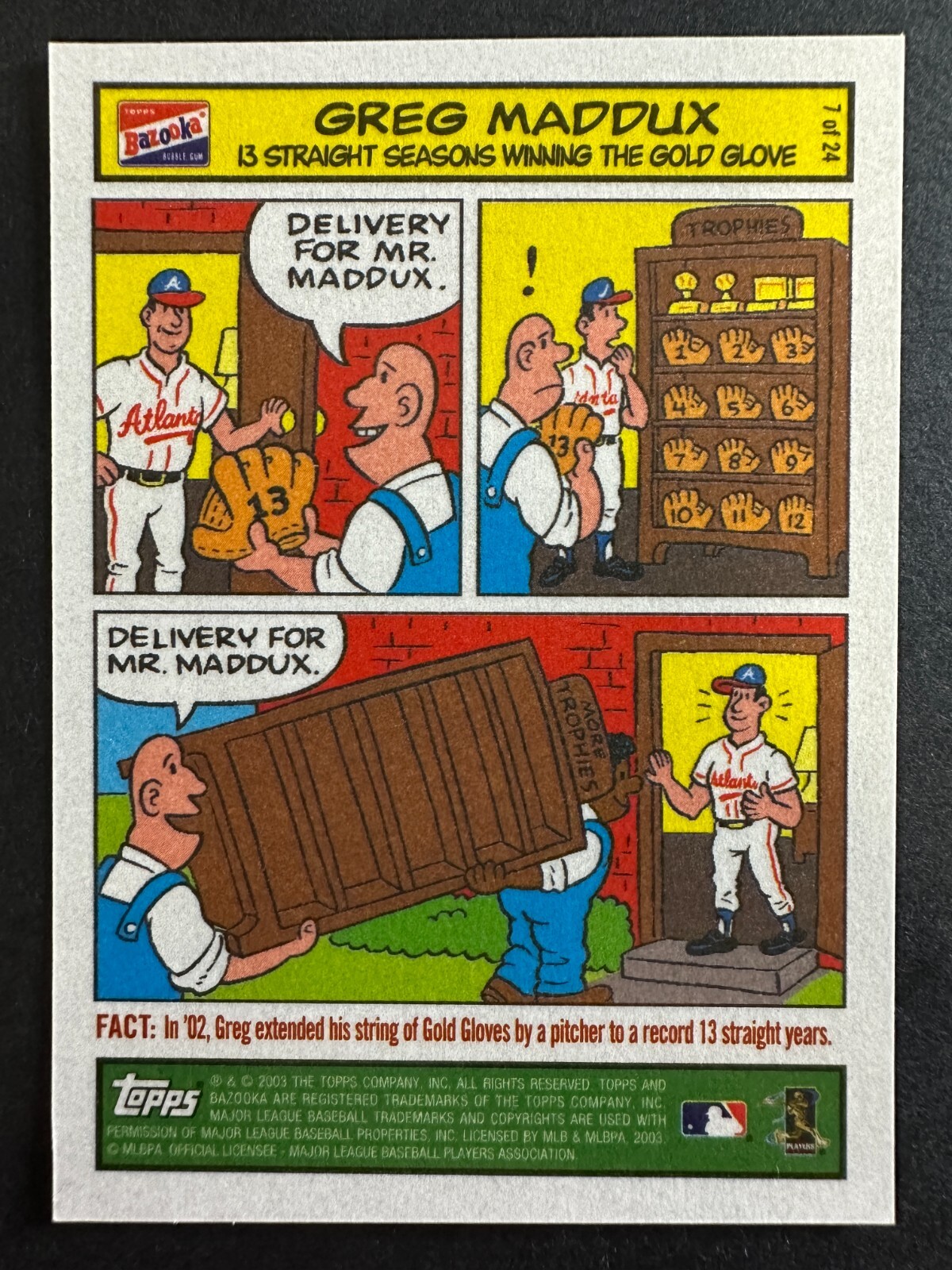 Greg Maddux 2003 Topps Bazooka Comics Baseball Card Atlanta Braves #7
