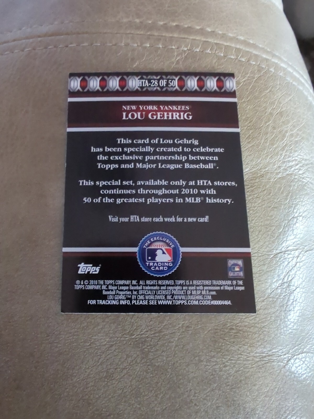 2010 TOPPS LOGOMAN HTA #HTA-28 LOU GEHRIG NEW YORK YANKEES