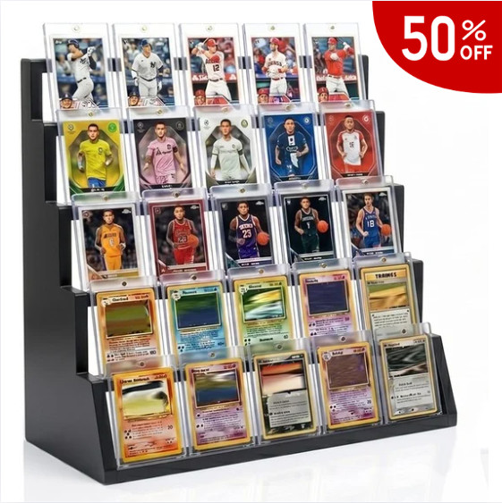 Trading Card Display Stand, 5 Tier Vertical Holder for Baseball Basketball Sport