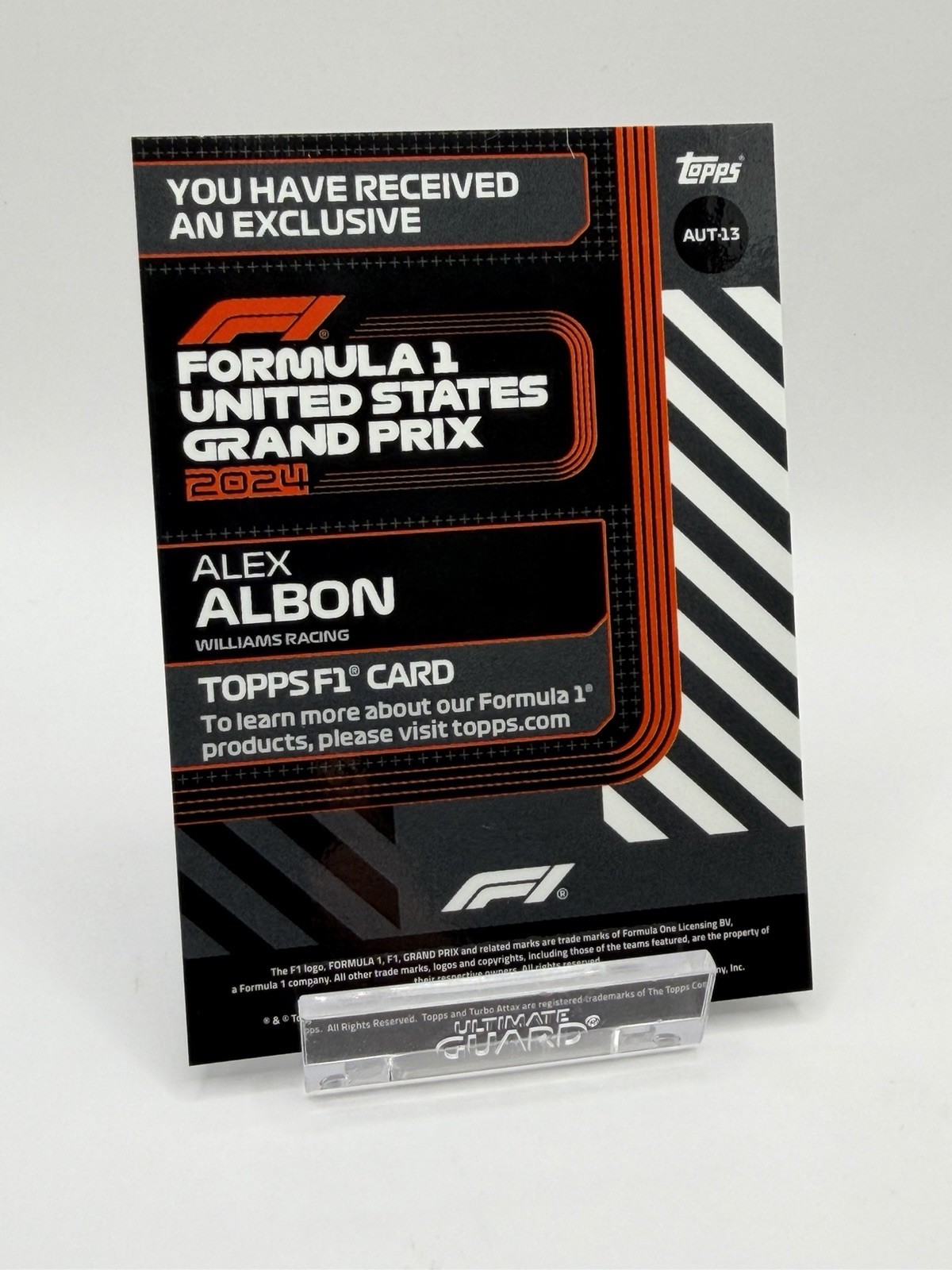 2024 Topps Alex Albon #AUT-13 F1 United States Grand Prix 2024 Exclusive