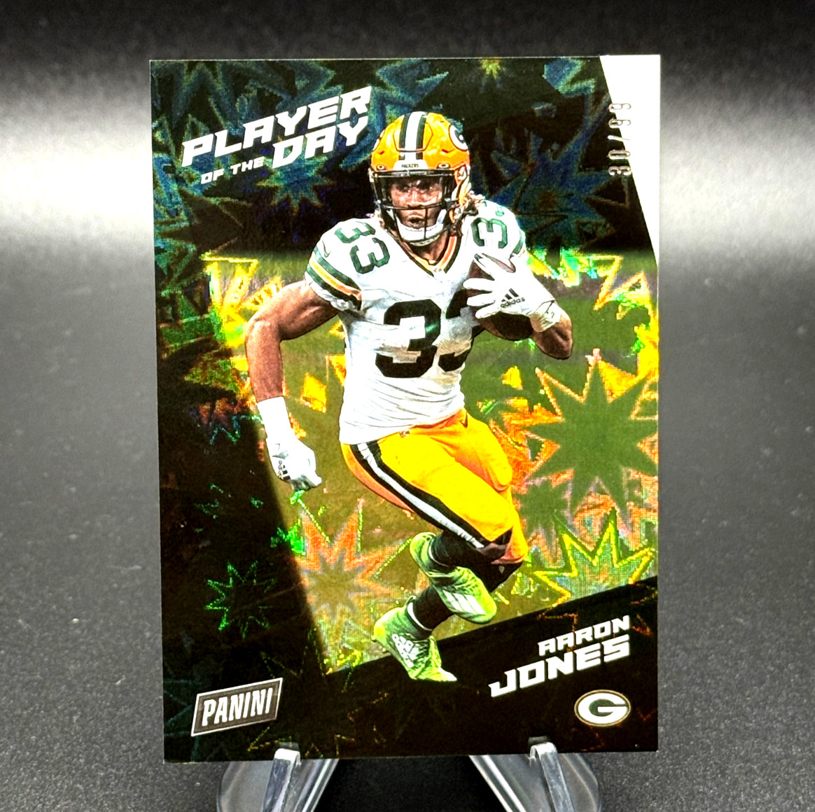 Aaron Jones 2021 Panini Player of the Day KABOOM! #d 30/99 Green Bay Packers SSP