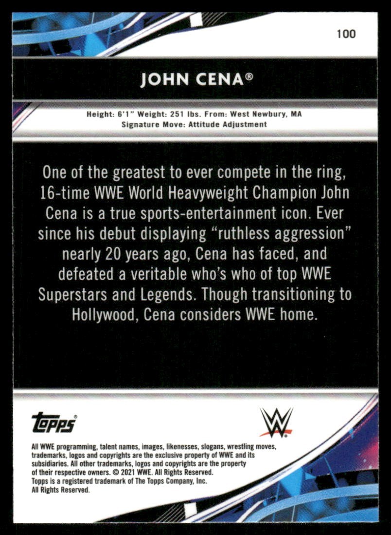 2021 Topps Finest WWE #100 John Cena wrestling card