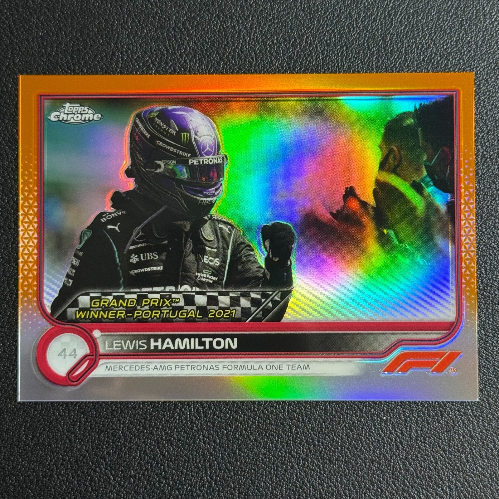 2022 Topps Chrome Formula 1 – Lewis Hamilton #153 Orange & Red Refractor F1