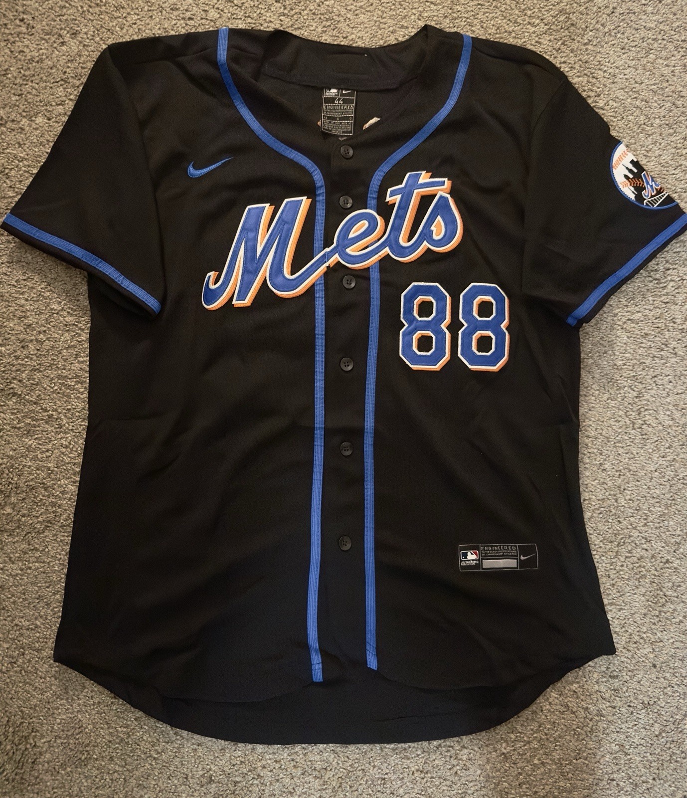 Nike New York Mets Droll #88 MLB Baseball Jersey Black Blue Orange