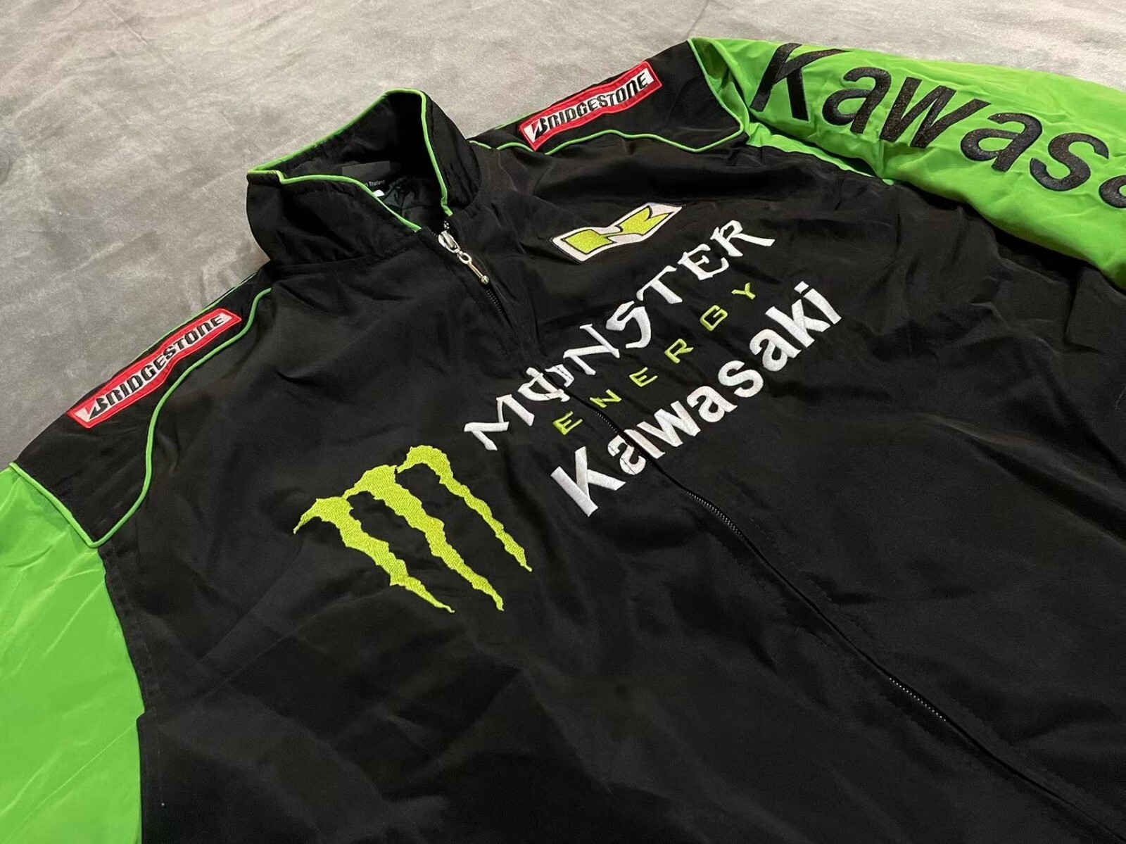 Unisex Adult Kawasaki Jacket Ebroidered Cotton Padded F 1 Racing Jacket
