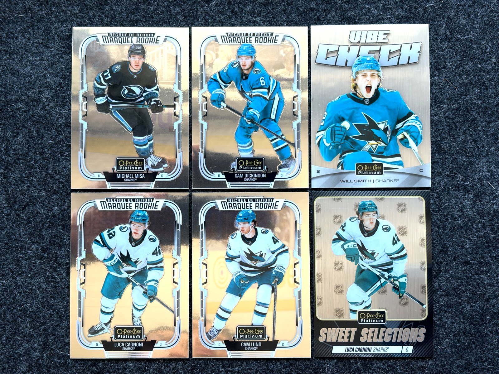 2025-26 O-Pee-Chee Platinum Misa Smith Cagnoni Dickinson Lund Sharks Set