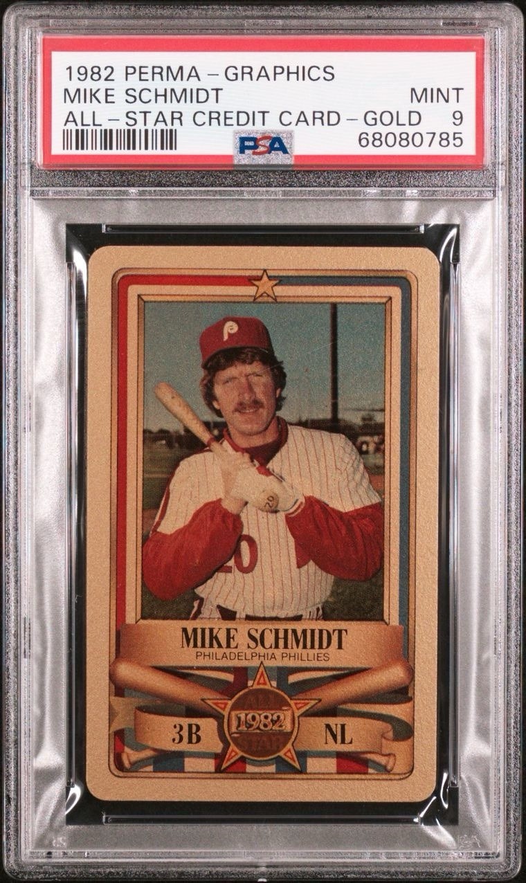 1982 PERMA-GRAPHICS ALL-STAR CREDIT CARDS GOLD ⚾️ MIKE SCHMIDT HOF PSA 10