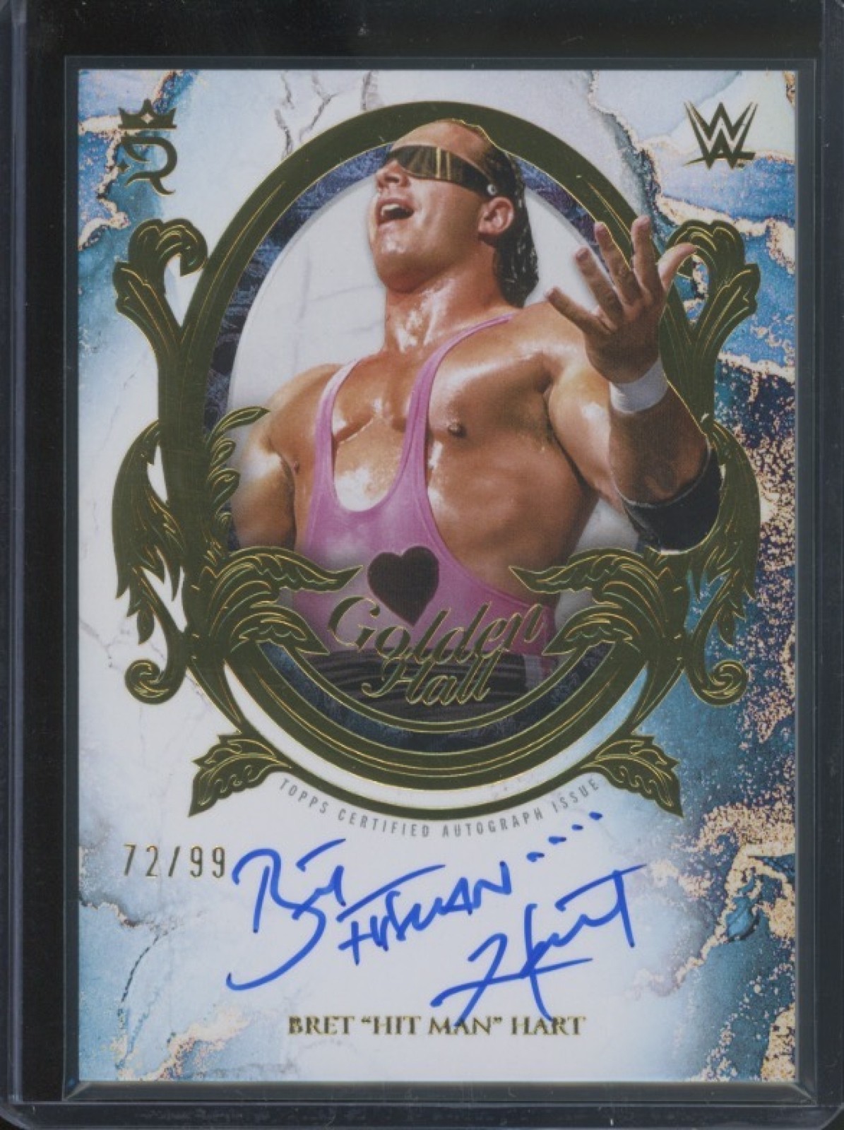 2025 Topps Royalty WWE Bret “Hit Man” Hart #GHA-HMH Golden Hall Auto /99