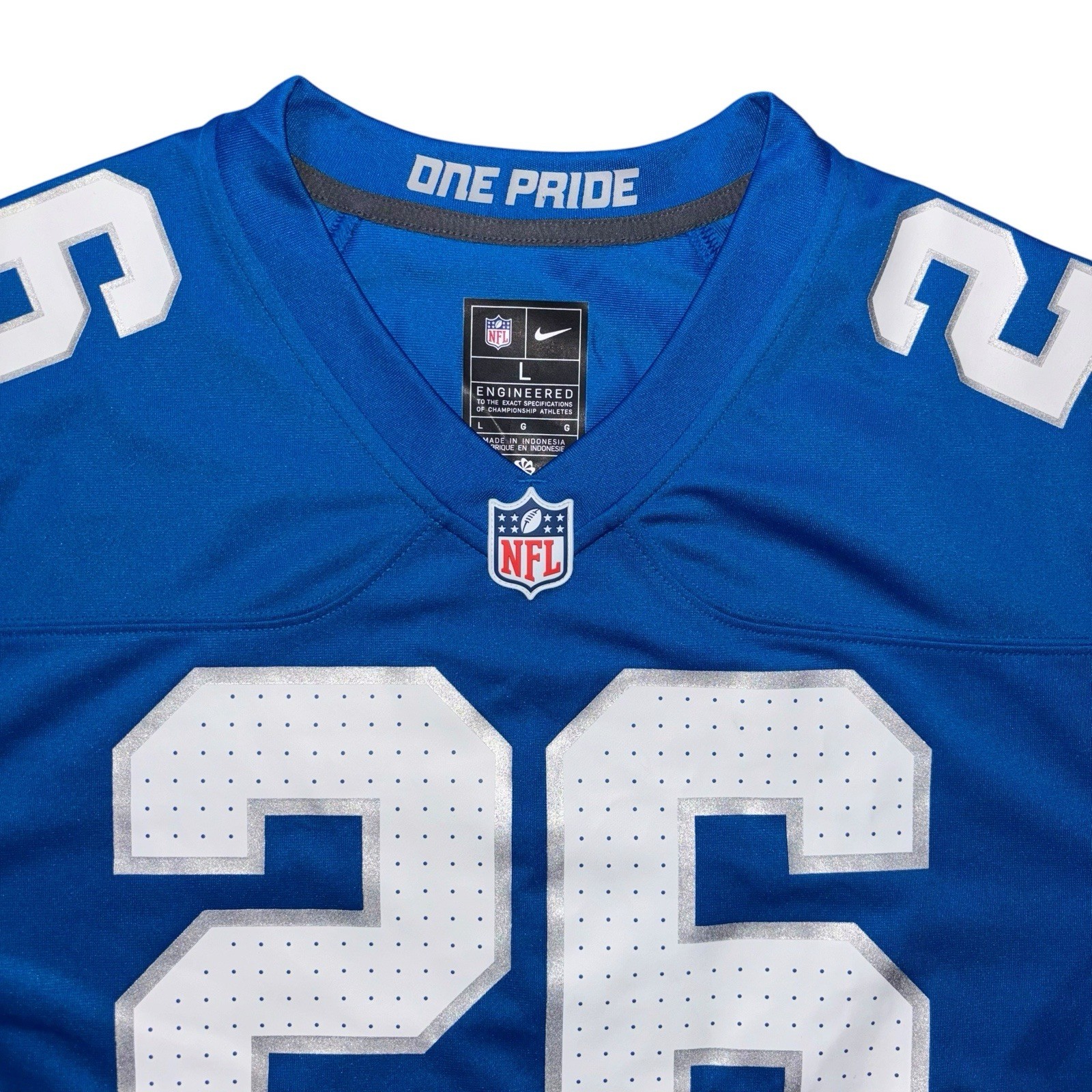 Nike Jahmyr Gibbs Detroit Lions Home Blue Football Jersey, Size Large NWT