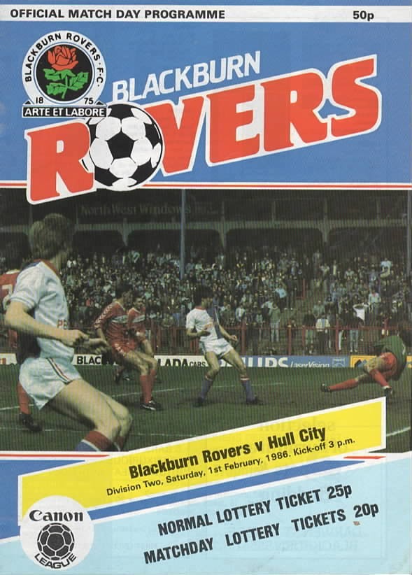 85/86 BLACKBURN ROVERS v HULL CITY (1/2/86)