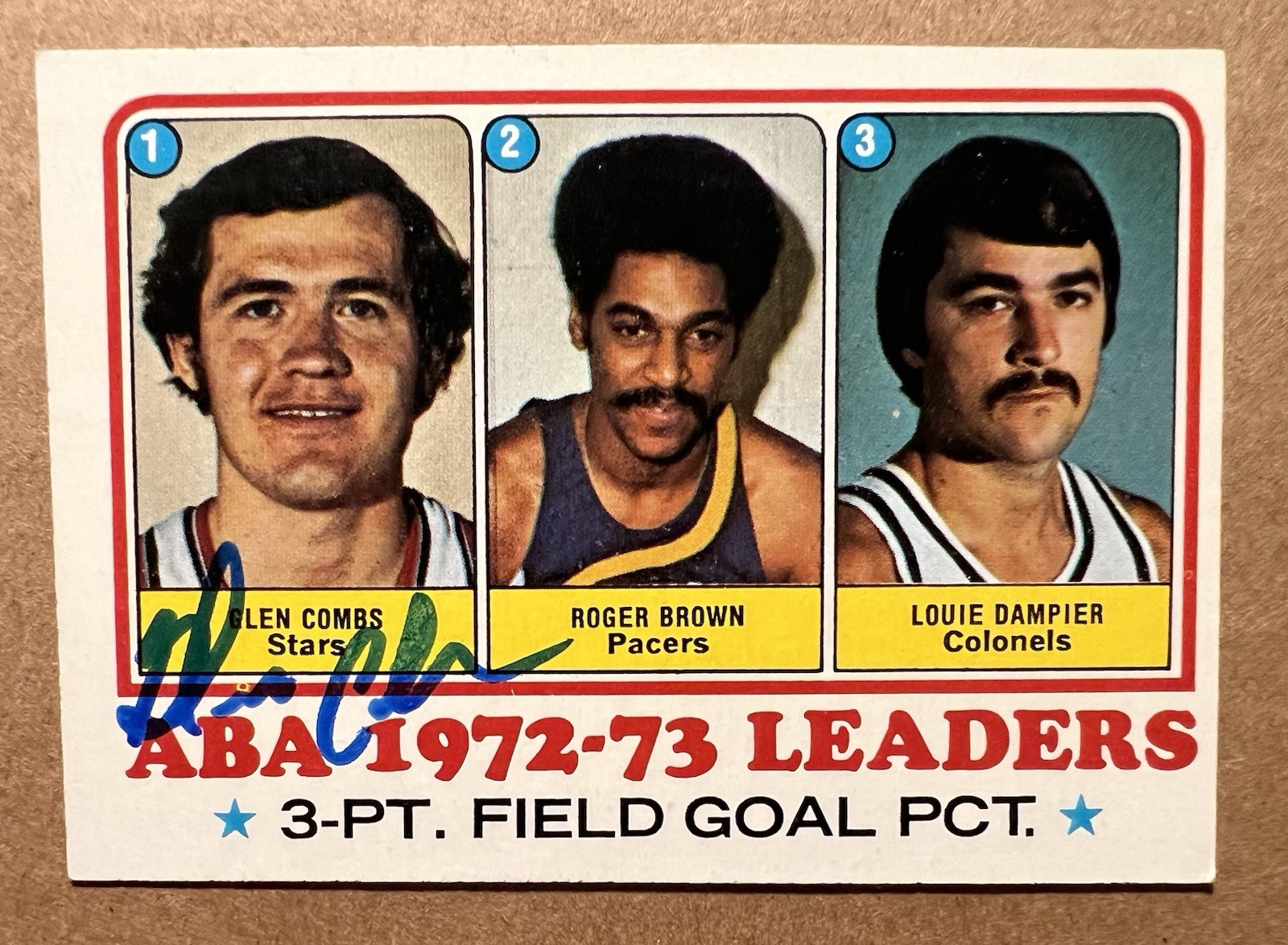 GLEN COMBS AUTOGRAPHED 1973-74 TOPPS BASKETBALL CARD # 236 UTAH STARS