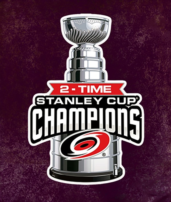 CAROLINA HURRICANES 2 TIME STANLEY CUP CHAMPIONS FULL COLOR WEATHERPROOF DECAL