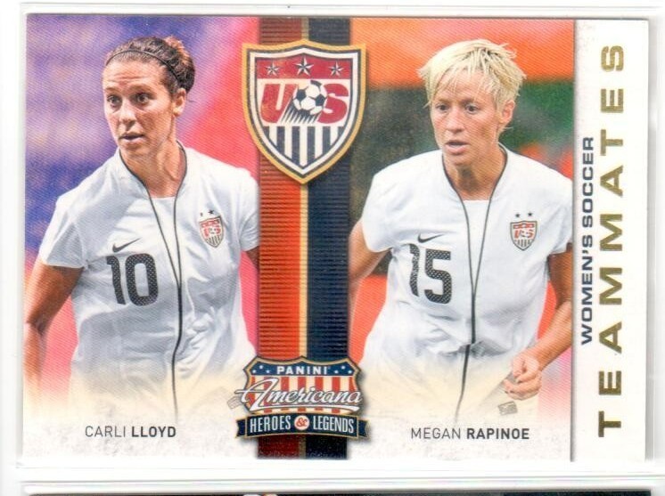 2012 Panini Americana CARLI LLOYD & MEGAN RAPINOE Heroes & Legends Teammates! #5