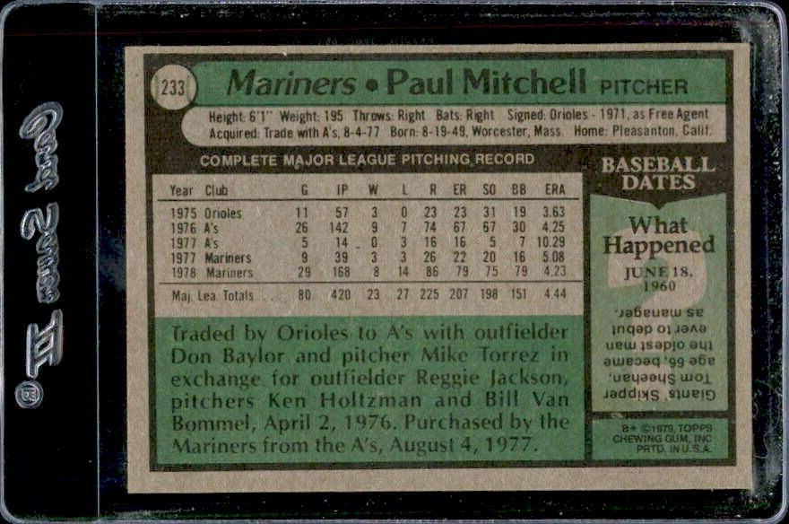 1979 Topps #233 Paul Mitchell Seattle Mariners – Nice Card