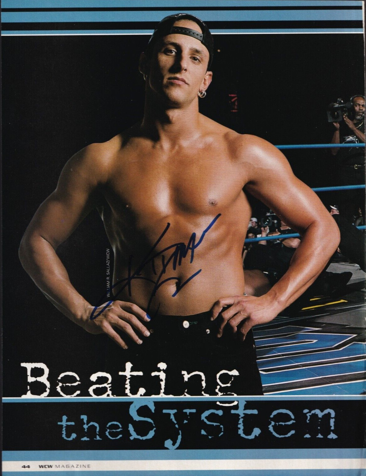 Billy KIDMAN wrestler REAL hand SIGNED WCW mag pinup pahe photo #2 COA