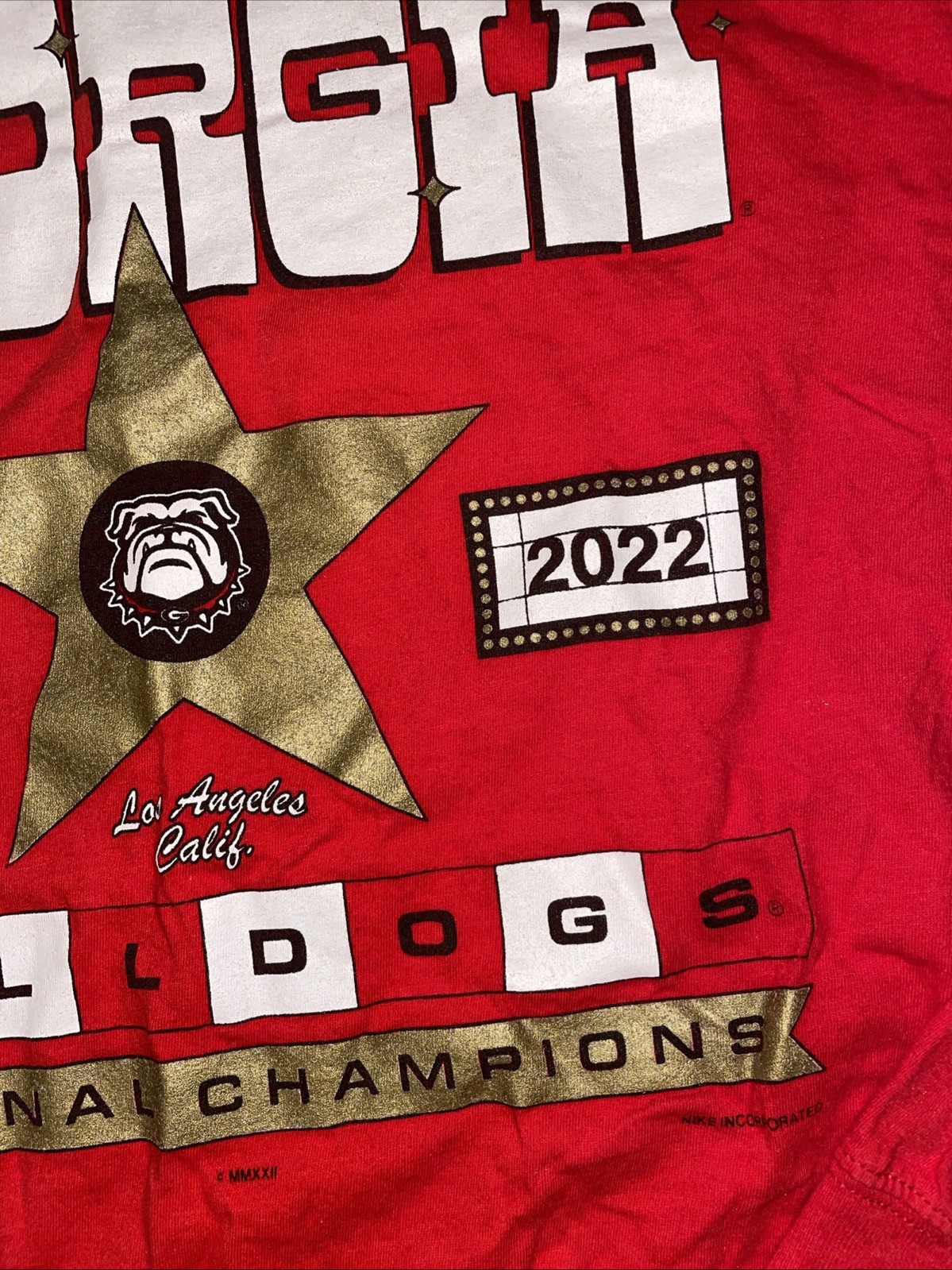 Georgia Bulldogs NIKE Long Sleeve Shirt Mens Medium 2022 National Champions Red