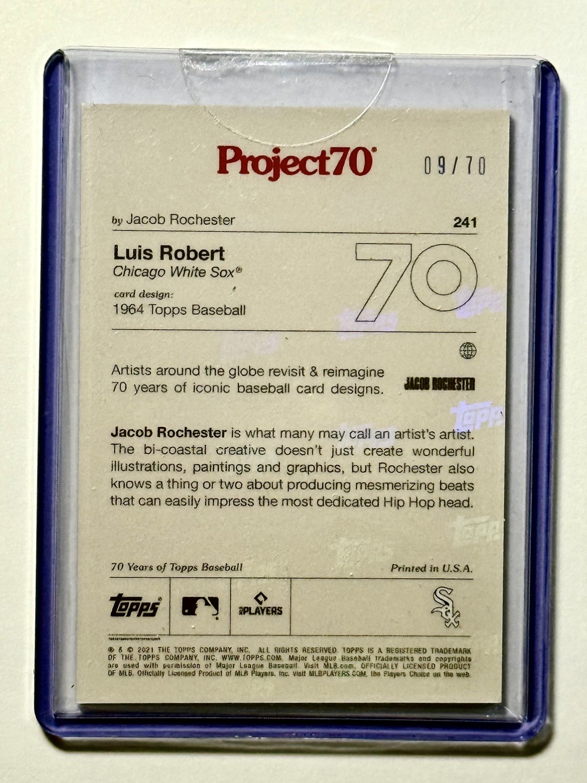 2021 Topps Project 70 – Luis Robert Rainbow Foil SSP – 9/70 – card # 241