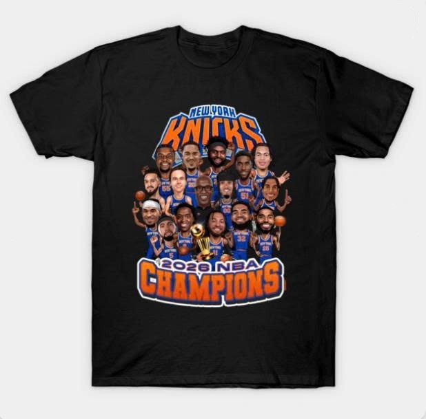 New York Knicks 2026 NBA Champions Shirt Caricature Graphic Tee Men Fan Gift
