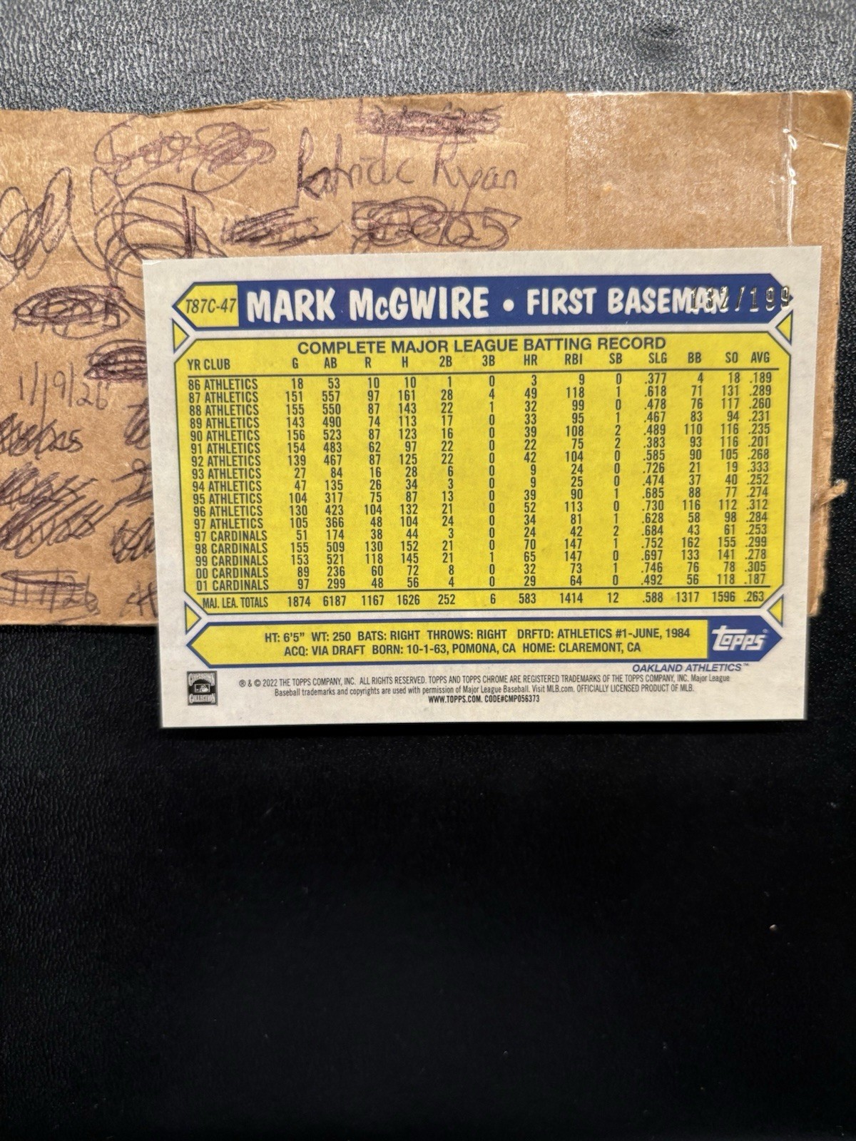 2022 Topps Update – 1987 Topps Chrome Silver Pack Mojo Mark McGwire /199
