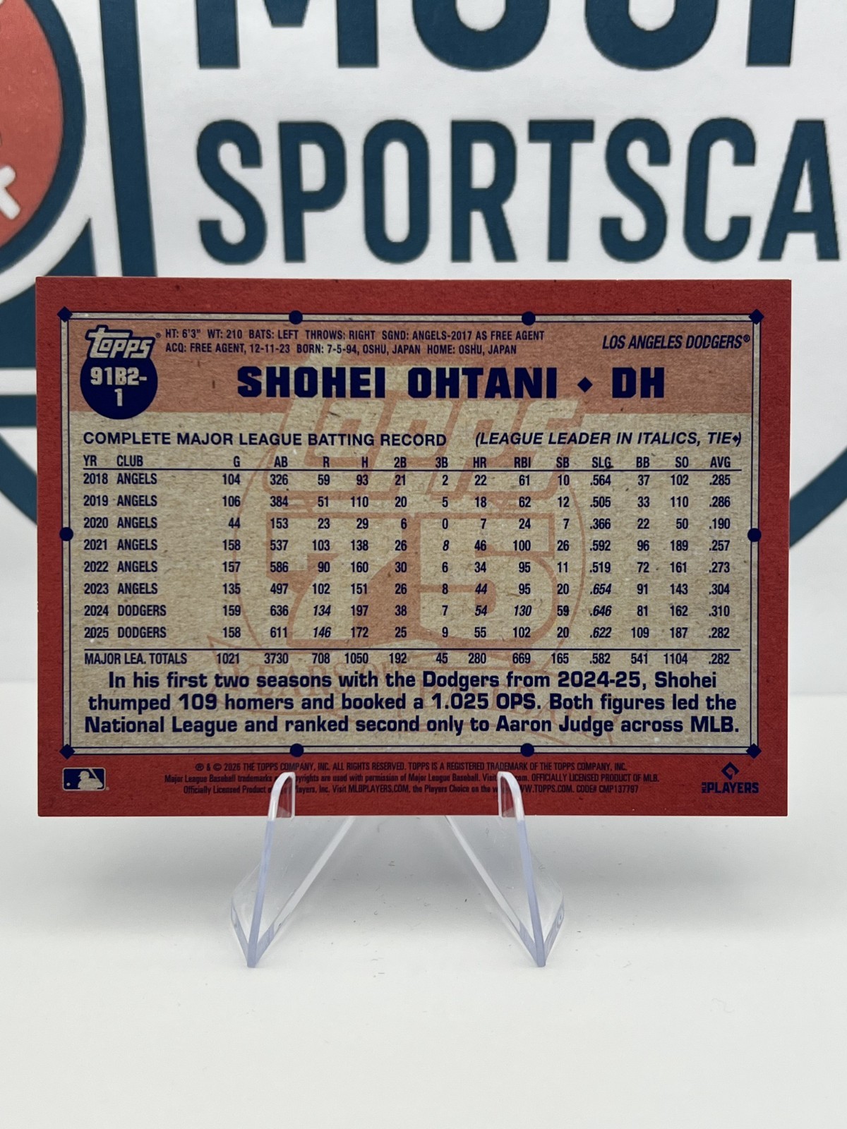 SHOHEI OHTANI 2026 Topps Series 2 #91B2-1 1991 Topps Los Angeles Dodgers