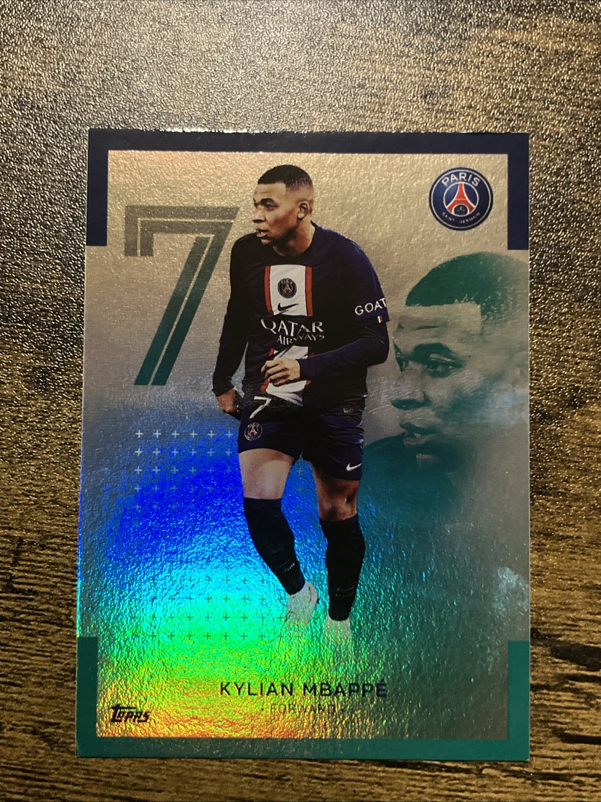 2023 TOPPS Kylian Mbappe PSG Soccer Refractor Card Near Mint Green /175