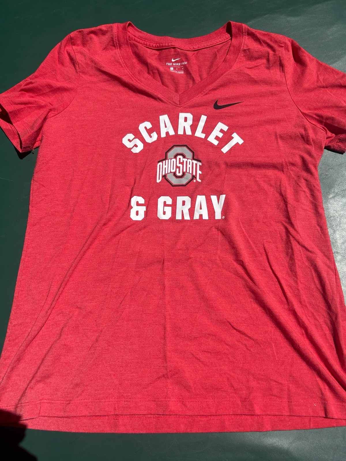 *THE NIKE TEE “Ohio State SCARLET & GRAY” V-Neck Princess Tee Size Medium Red