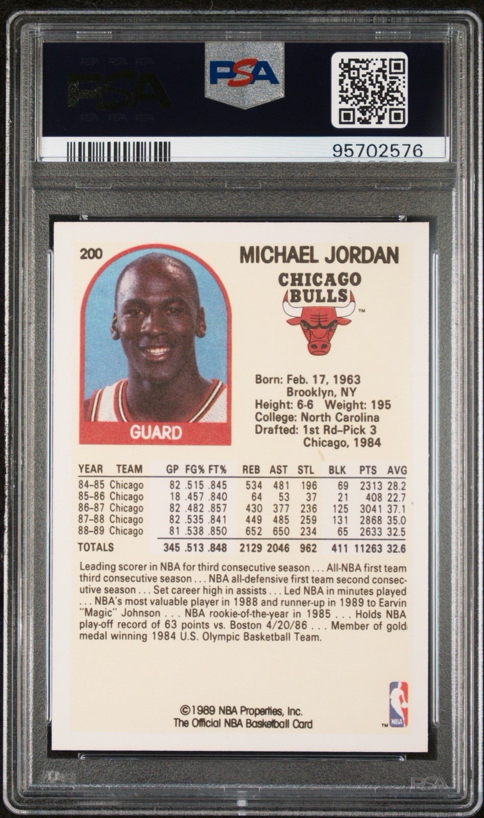 1989 NBA HOOPS MICHAEL JORDAN #200 – PSA 9 MINT