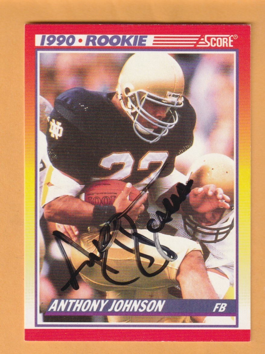 Anthony Johnson Notre Dame Irish AUTO Signed 1990 Score South Bend Indiana